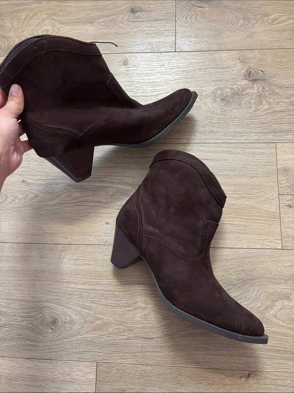 Women's Dark Brown Suede Ankle Boots New Without Tags